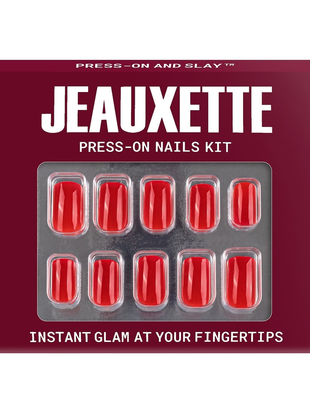 Jeauxette Red Press-On Nails Kit — Instant Glam - RUBY